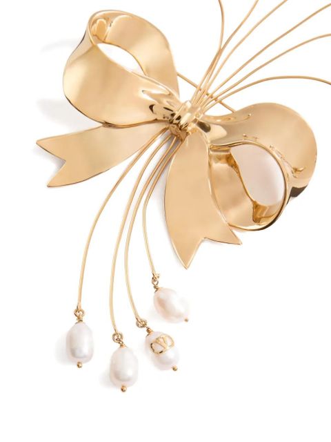 Valentino Garavani papier floral brooch in metal, pearl and Swarovski® crystals - Gold