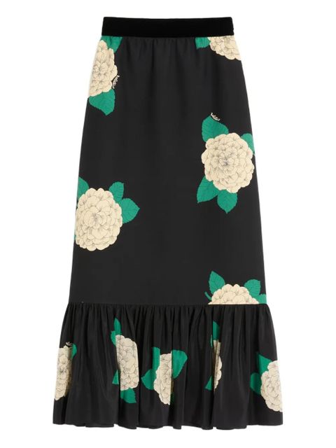 Valentino Garavani Apres L'Hiver-print midi skirt - Black