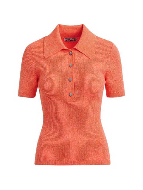 Essentiel Antwerp button-placket polo top - Orange - zdjęcie produktu nr 1