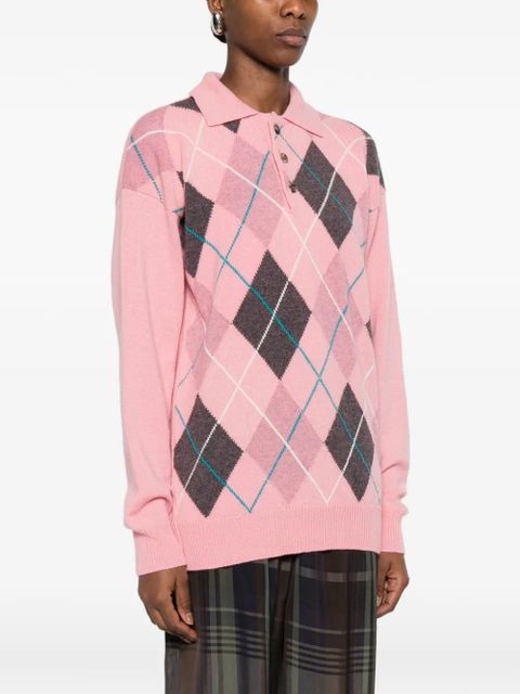 JW Anderson argyle knit polo top - Pink