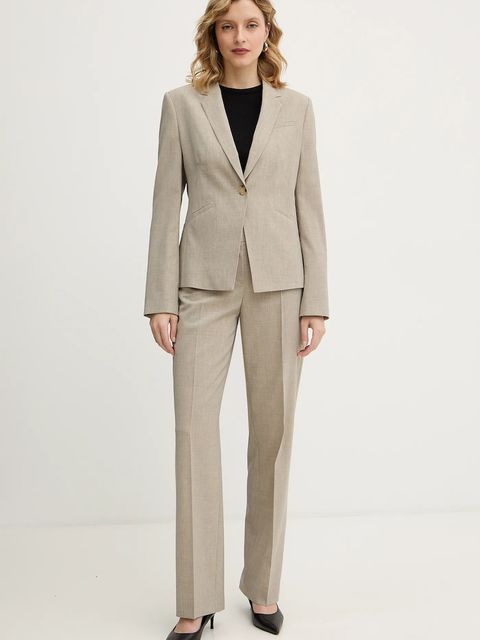 BOSS spodnie wełniane damskie kolor beżowy proste medium waist 50542004 - zdjęcie produktu nr 2