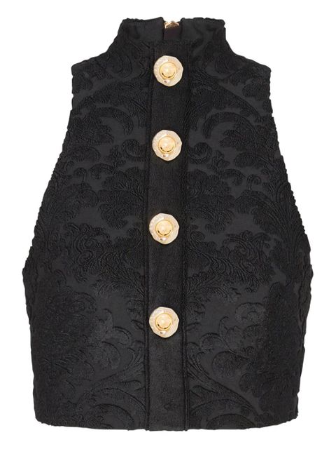 Balmain baroque-pattern buttoned top - Black - zdjęcie produktu nr 1