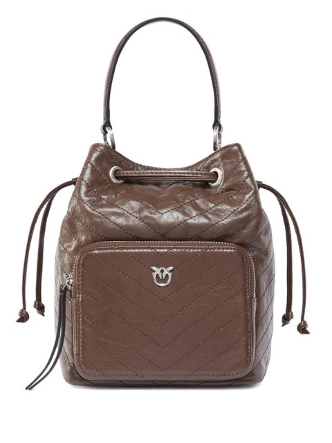 PINKO small Cargo leather bucket bag - Brown - zdjęcie produktu nr 1