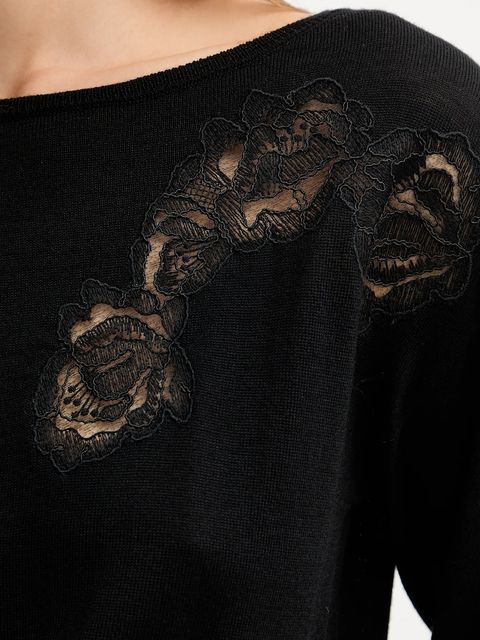 Blugirl Blumarine sweter wełniany damski kolor czarny lekki RF5232.MA82O - zdjęcie produktu nr 2