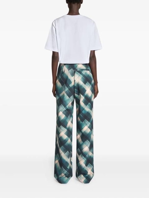 DRIES VAN NOTEN pleated geometric-pattern trousers - Green