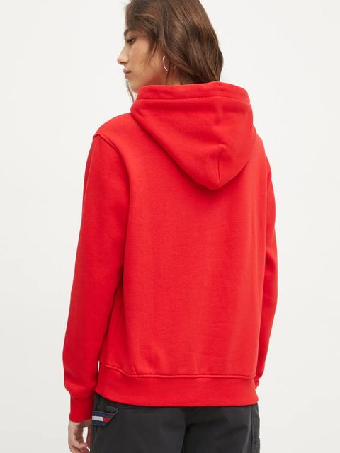 Tommy Jeans bluza damska kolor czerwony z kapturem DW0DW17324