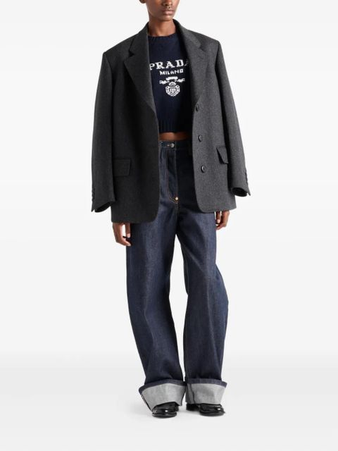 Prada intarsia-logo ribbed-knit sweater - Blue - zdjęcie produktu nr 2