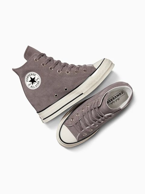 Converse trampki zamszowe Chuck 70 Wedge kolor szary A13834C