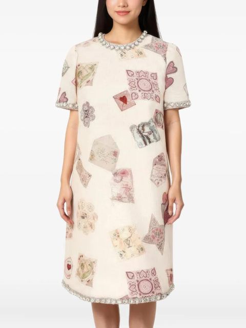 ZIMMERMANN embellished-neck graphic-print dress - White - zdjęcie produktu nr 2