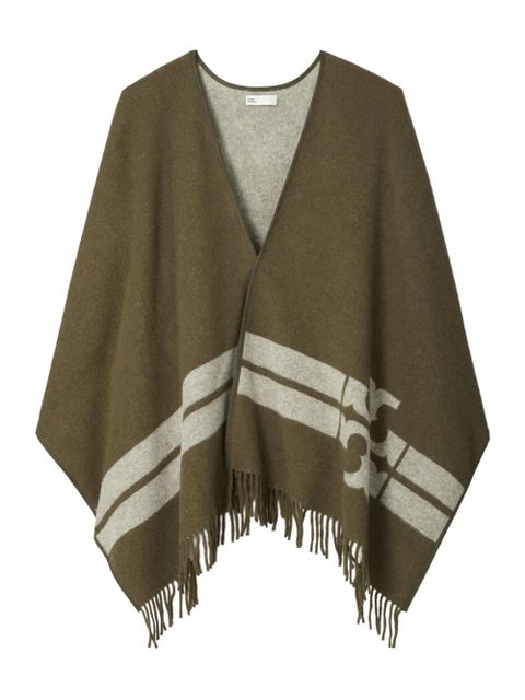 Tory Burch striped logo cape - Green - zdjęcie produktu nr 1