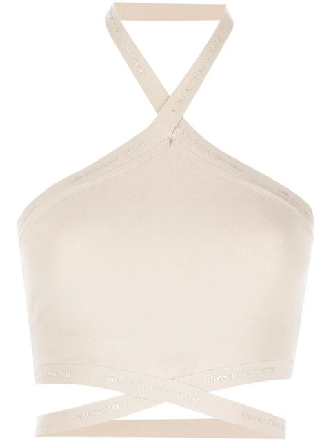 Alexander Wang logo-trim halterneck top - Neutrals - zdjęcie produktu nr 1