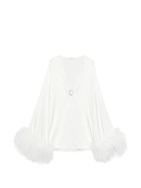 Oséree feather-trim mini dress - White - zdjęcie produktu nr 1