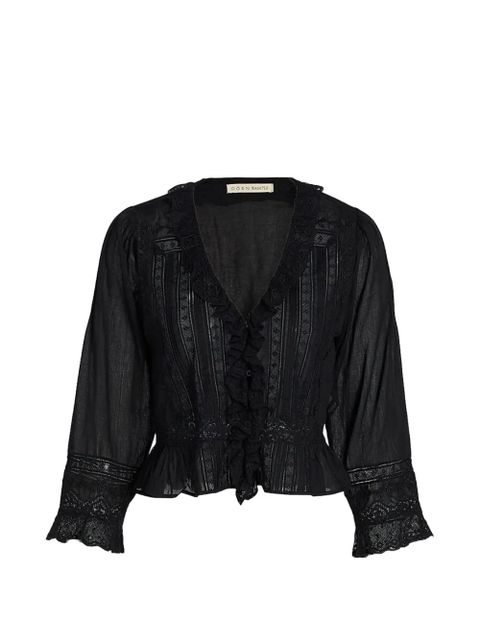 DÔEN ruffled lace blouse - Black - zdjęcie produktu nr 1
