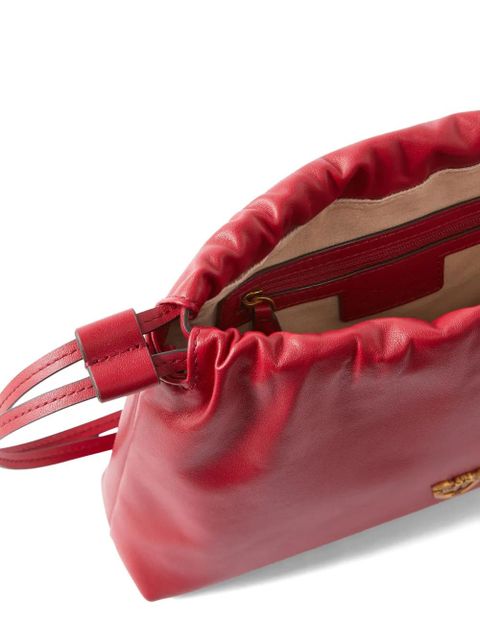 PINKO drawstring leather shoulder bag - Red
