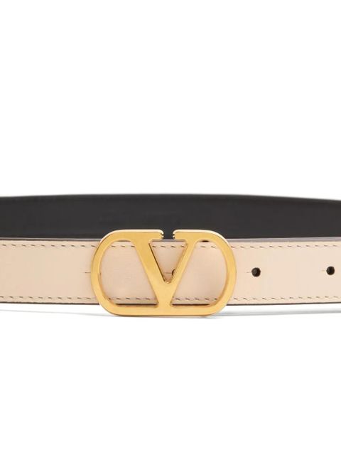 Valentino Garavani 20mm VLogo Signature leather belt - Neutrals