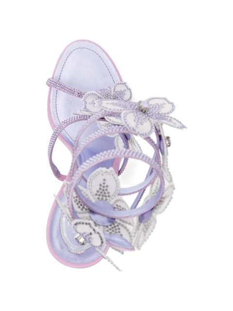 René Caovilla 105mm Peach Flower sandals - Purple