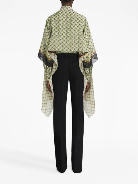 ETRO floral-print silk shrug shawl - Green