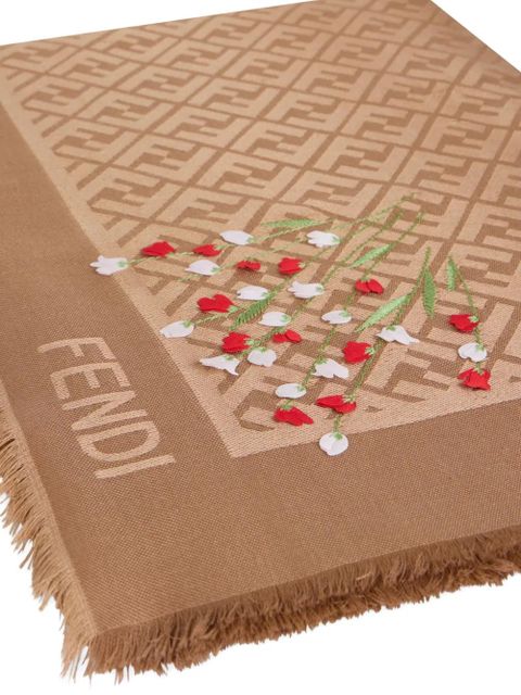 FENDI FF jacquard floral-embroidered shawl - Neutrals - zdjęcie produktu nr 2