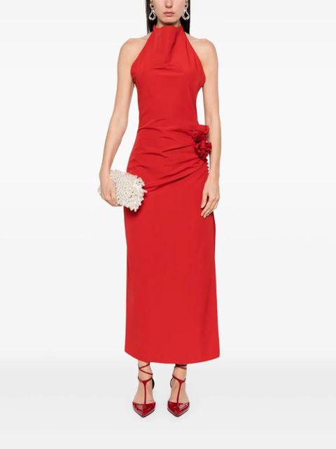 Magda Butrym floral-appliqué midi dress - Red