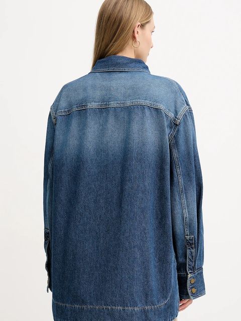 Pinko koszula jeansowa damska kolor niebieski relaxed z kołnierzykiem klasycznym 105669 A2TX