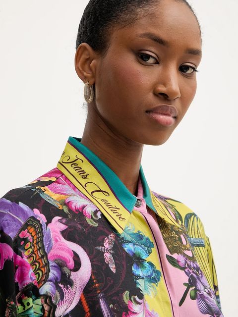 Versace Jeans Couture koszula damska kolor różowy regular z kołnierzykiem klasycznym 79HAL2P4 NS705