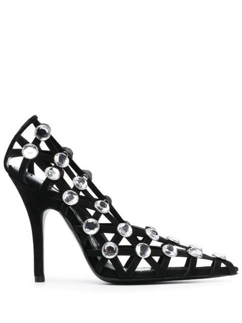 The Attico Grid 105mm rhinestone-embellished pumps - Black - zdjęcie produktu nr 1