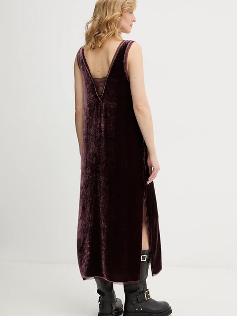 ZADIG&VOLTAIRE sukienka welurowa kolor bordowy WWDR02571