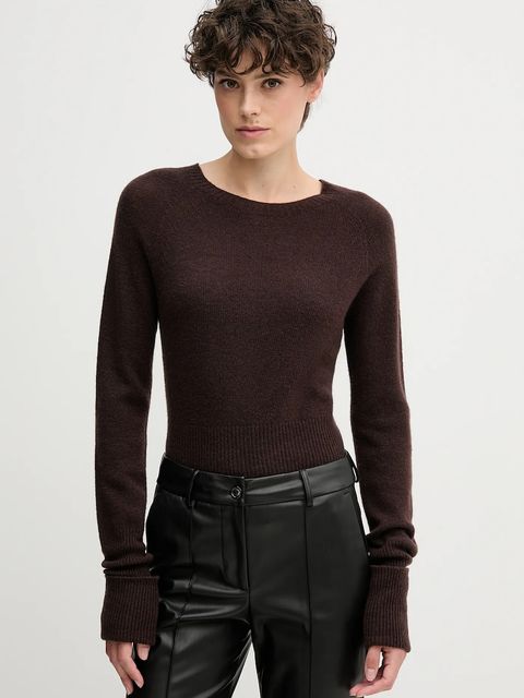 Sandro Ferrone sweter wełniany damski kolor brązowy lekki S9YBFNOCE - zdjęcie produktu nr 1