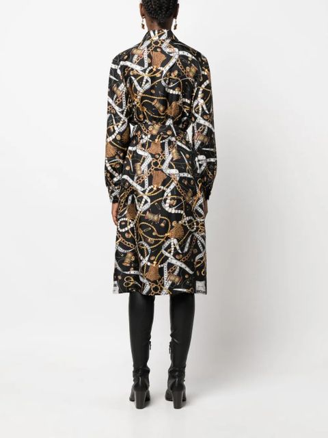 Moschino graphic-print silk midi dress - Black