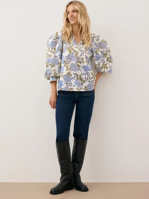 Bizuu bluzka bawełniana ANDRASSA damska kolor niebieski wzorzysta ANDRASSA NIEBIESKI - zdjęcie produktu nr 2