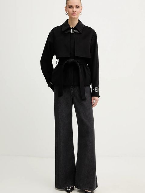 Karl Lagerfeld płaszcz z dodatkiem wełny kolor czarny B1W15004 - zdjęcie produktu nr 2