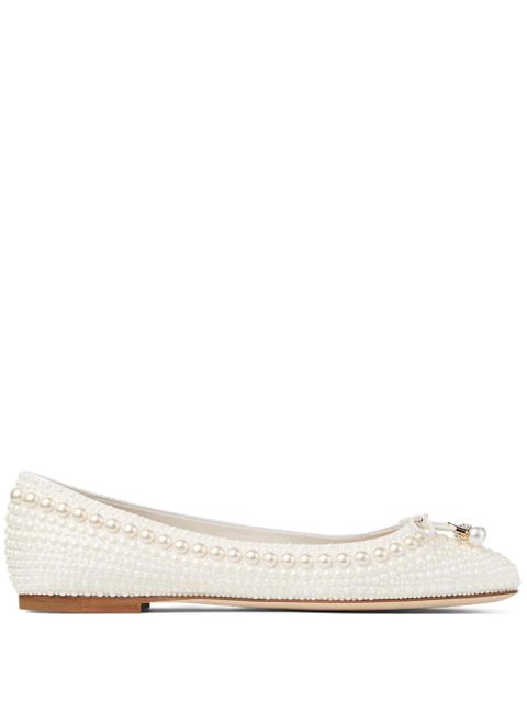 Jimmy Choo Elme pearl-embellished ballerina shoes - White - zdjęcie produktu nr 1