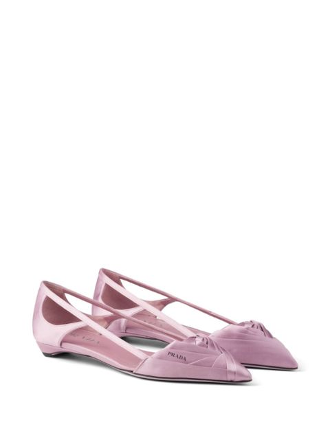 Prada Satin-finish cut-out ballerinas - Pink - zdjęcie produktu nr 2
