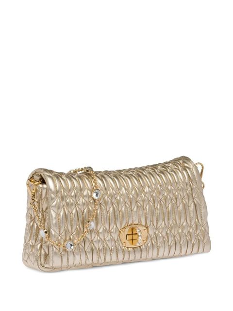 Miu Miu Miu Crystal Cloqué nappa leather bag - Gold