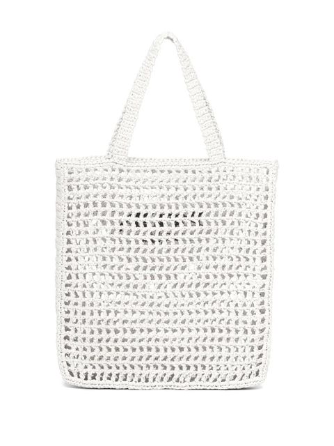 Prada logo-print raffia tote bag - White