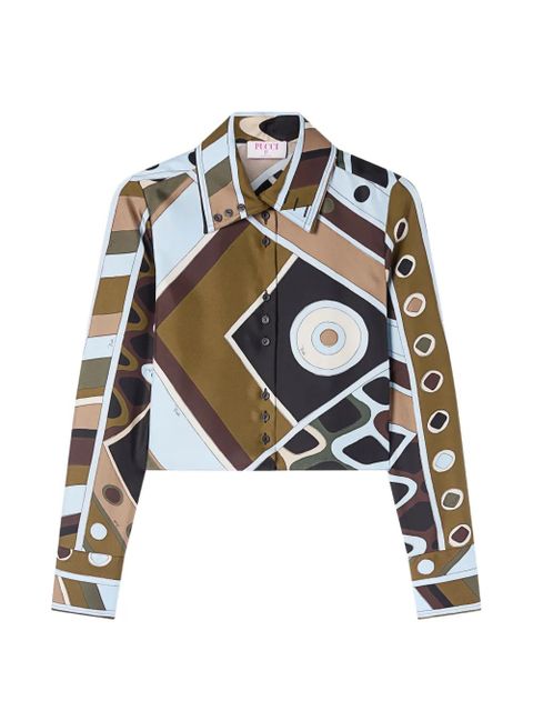 PUCCI Vivara-print silk crop shirt - Brown - zdjęcie produktu nr 1