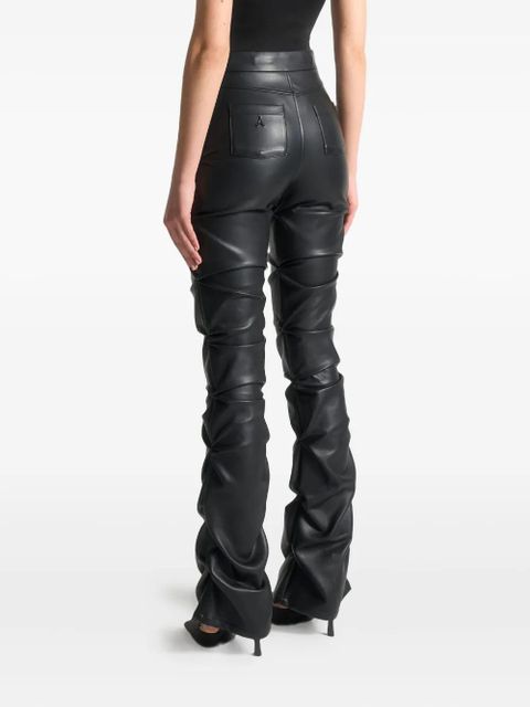 Manière De Voir Caroline tacked leather flared trousers - Black