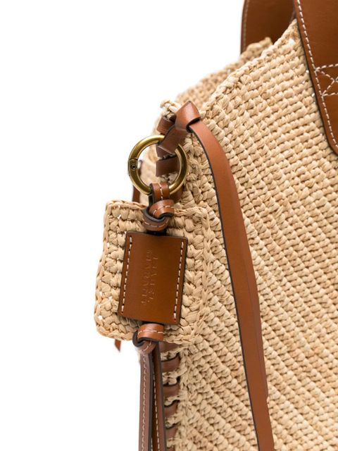 ISABEL MARANT Tampa leather-trimmed raffia shoulder bag - Neutrals