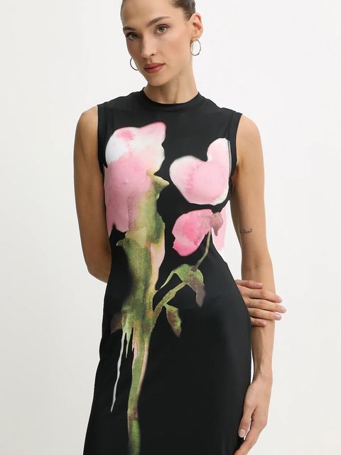 Stine Goya sukienka 0 kolor czarny midi dopasowana SG-AW25-D104-2244