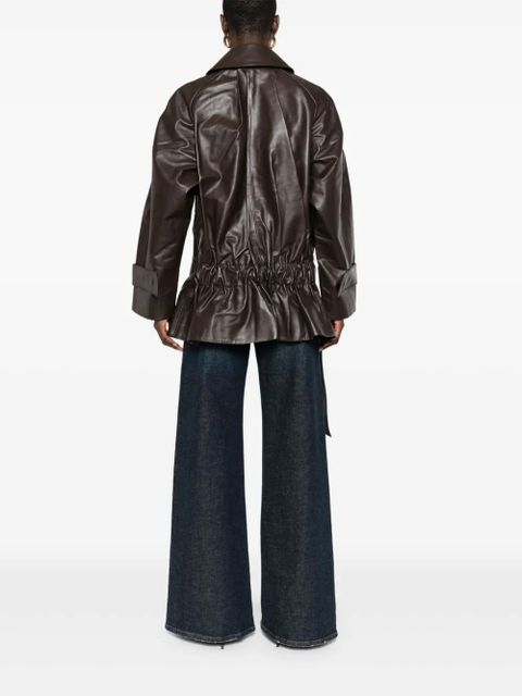 Victoria Beckham belted leather coat - Brown