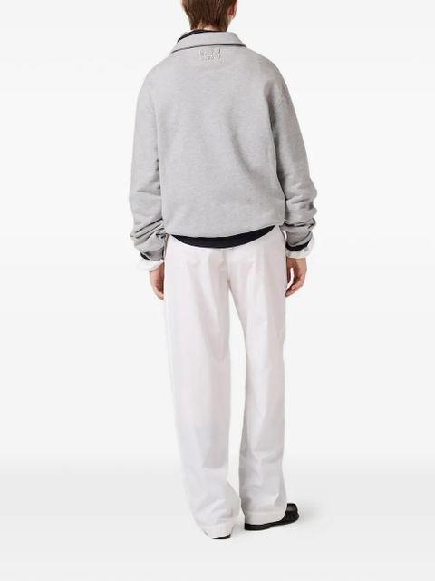 Miu Miu oblique-zip logo sweatshirt - Grey