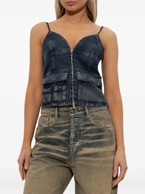 Diesel De-Mellis-S zip-front flap-pocket top - Black