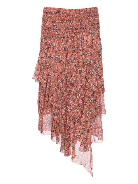 MARANT ÉTOILE patterned ruffled midi skirt - Red - zdjęcie produktu nr 1