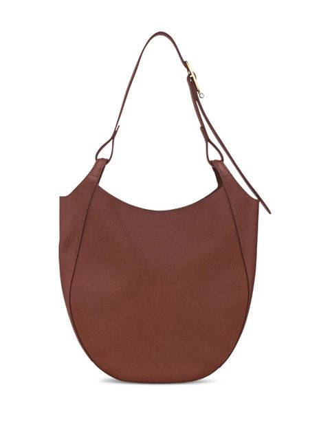 Longchamp large Le Foulonné grained-leather shoulder bag - Brown