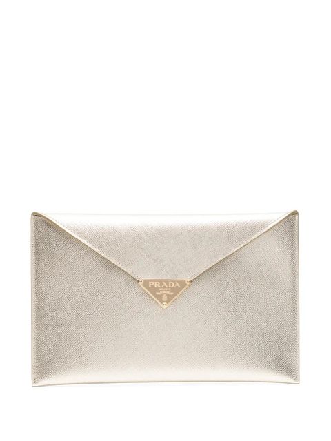 Prada Saffiano leather envelope clutch - Gold - zdjęcie produktu nr 1