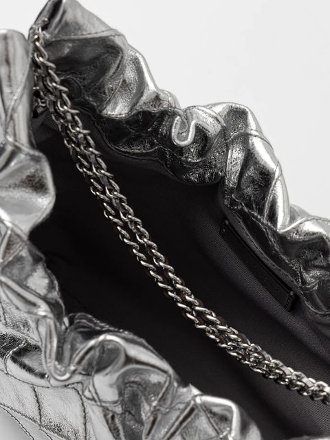 Tory Burch torebka skórzana Fleming kolor srebrny 176040-040