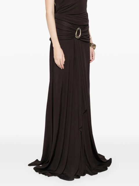 Christopher Esber draped maxi skirt - Brown