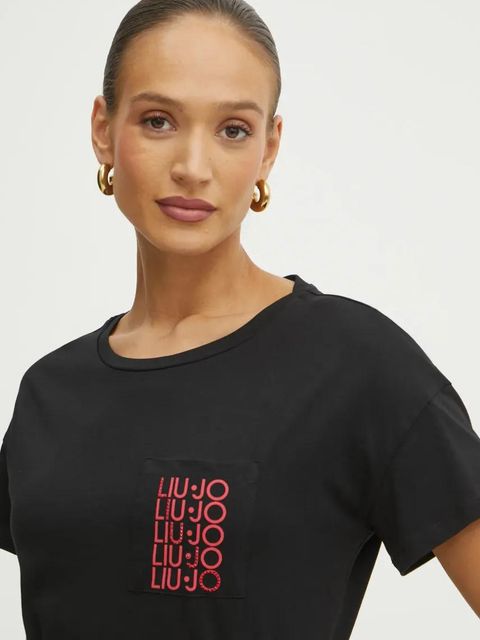 Liu Jo t-shirt bawełniany damski kolor czarny VA5152.JS923 - zdjęcie produktu nr 1