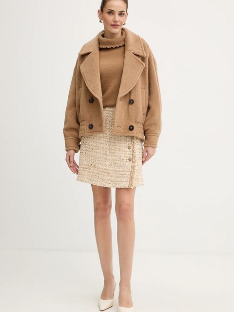 Luisa Spagnoli płaszcz wełniany kolor beżowy 542665 - zdjęcie produktu nr 2