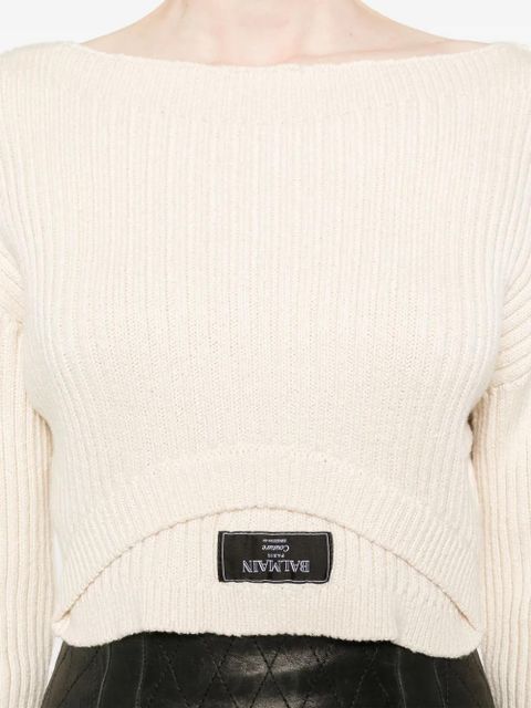 Balmain boat-neck ribbed top - Neutrals - zdjęcie produktu nr 2